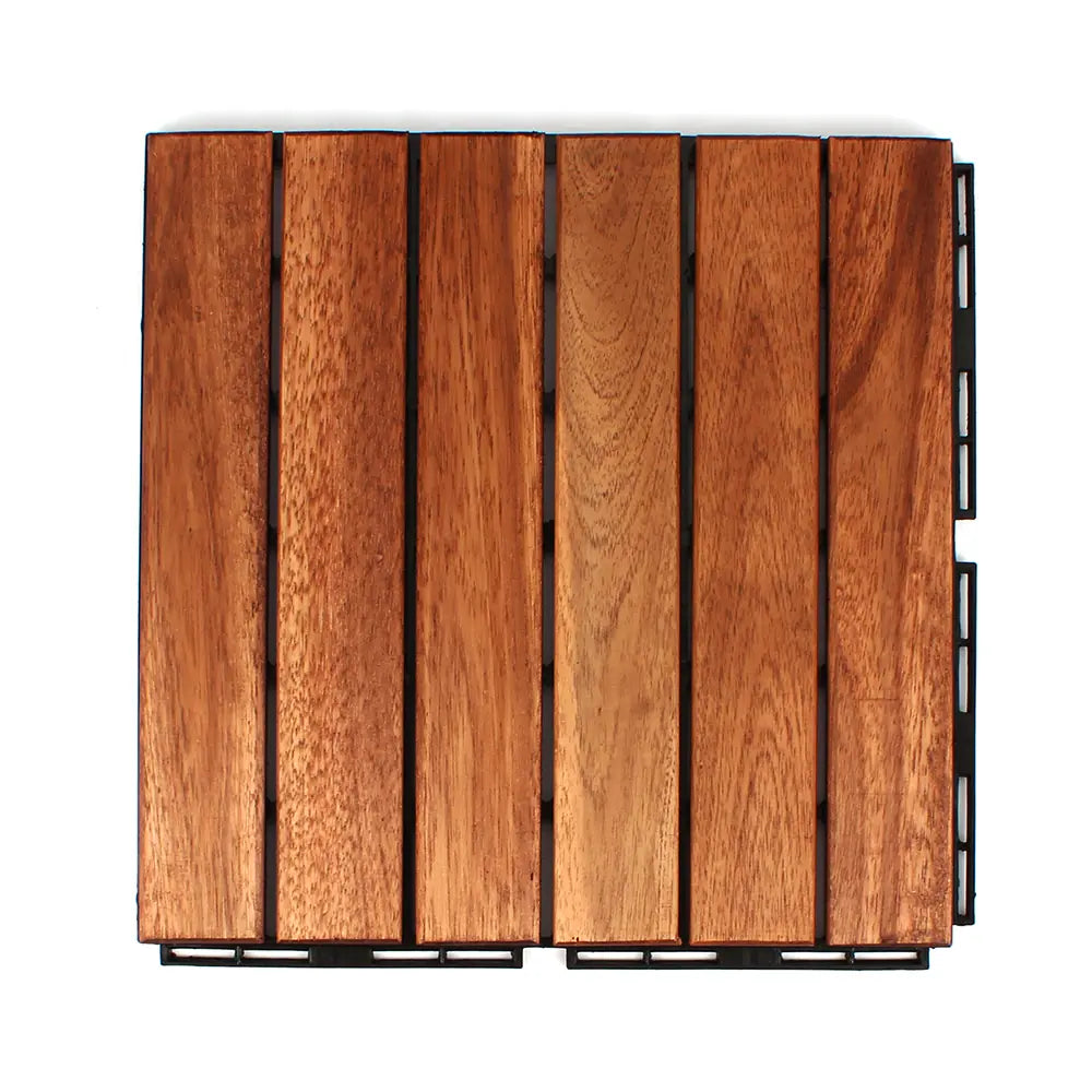 Oiled Acacia Straight Deck Tiles - 6 Slat - Interlocking Flooring