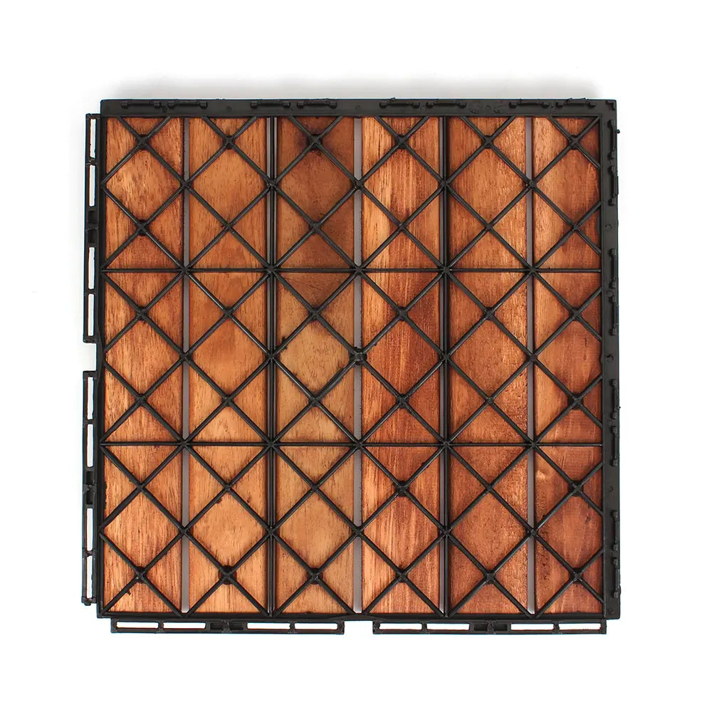 Oiled Acacia Straight Deck Tiles - 6 Slat - Interlocking Flooring