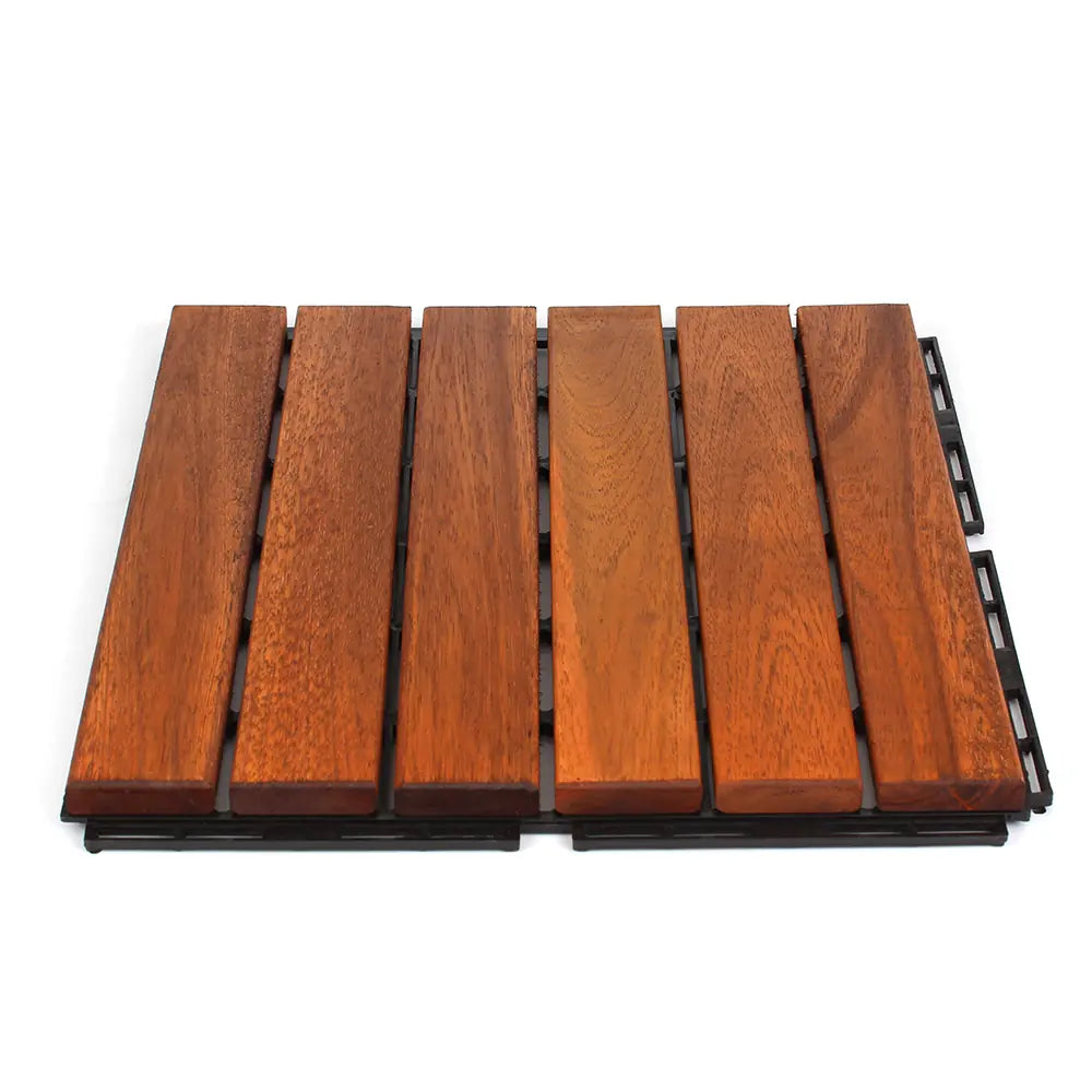 Oiled Acacia Straight Deck Tiles - 6 Slat - Interlocking Flooring