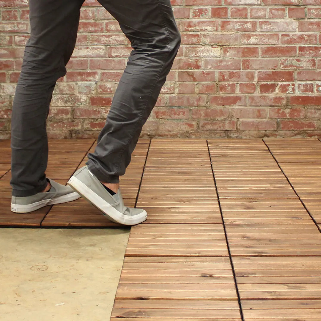 Oiled Acacia Straight Deck Tiles - 6 Slat - Interlocking Flooring