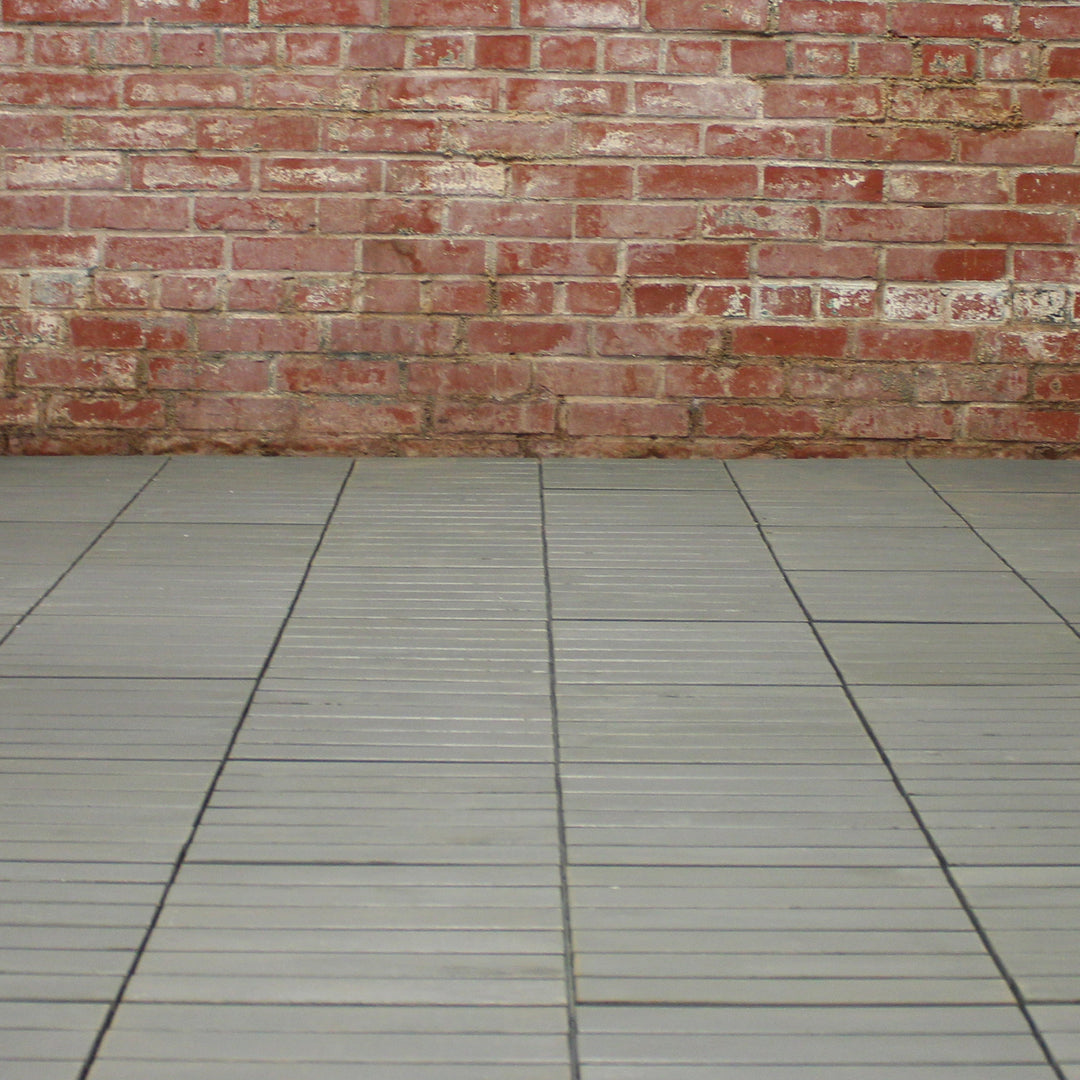 Modern Grey 6 Slat Straight Acacia Deck Tiles - Interlocking Flooring
