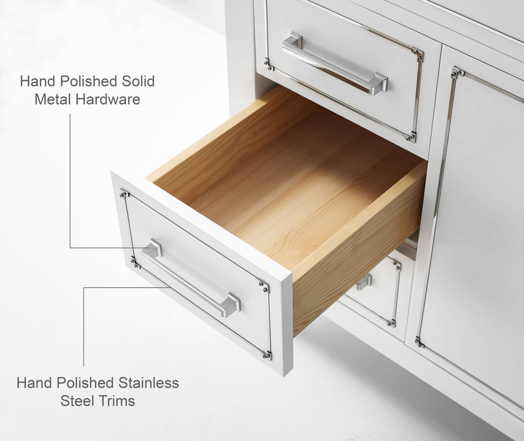 Aspen Handcrafted Birch Vanity with Marble Top & Steel Trims