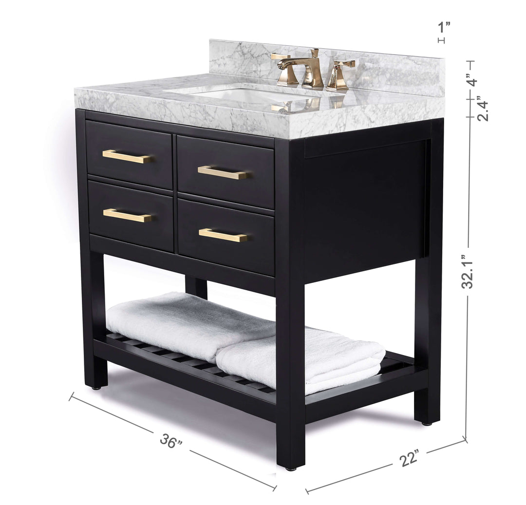 Elizabeth Transitional Handcrafted Vanity with Marble or Quartz Top