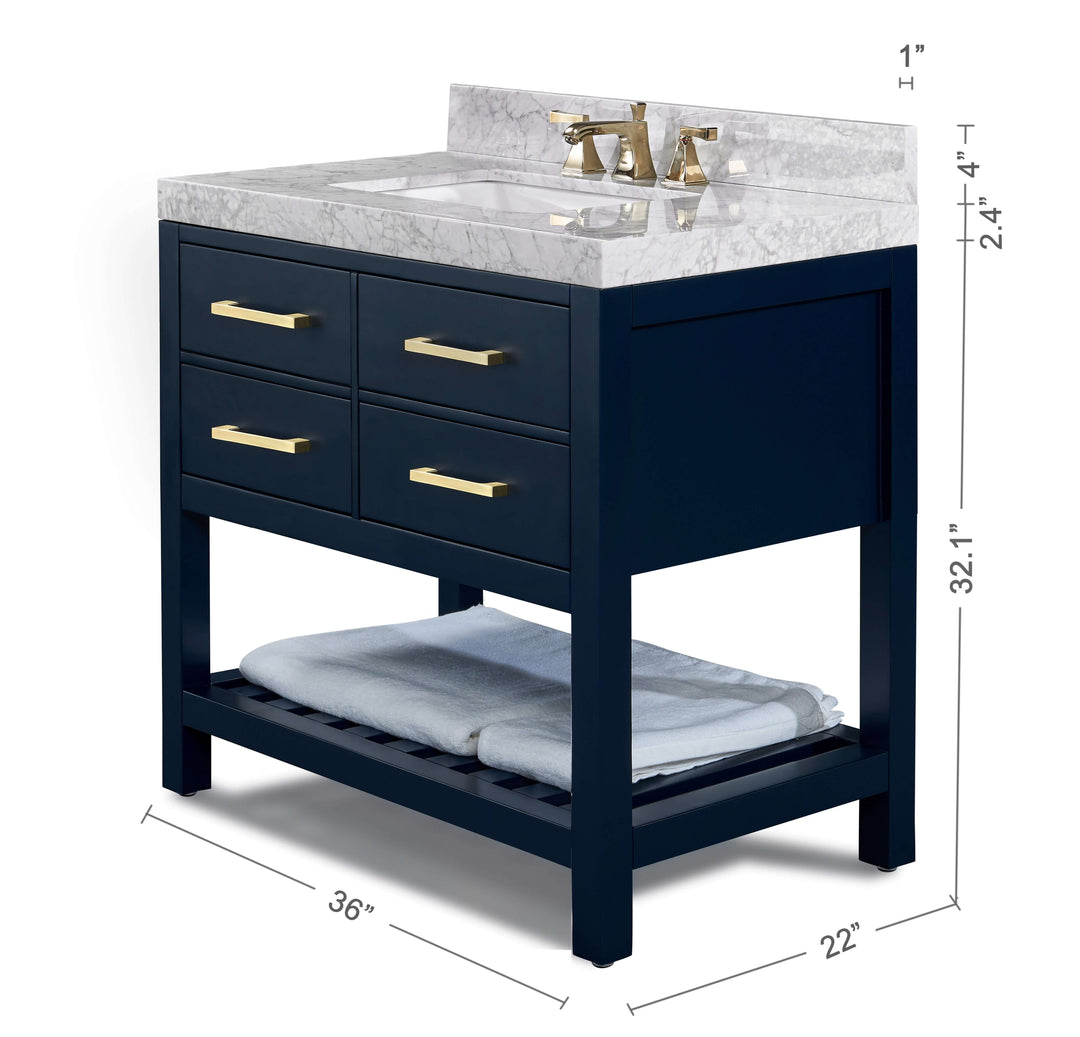 Elizabeth Transitional Handcrafted Vanity with Marble or Quartz Top