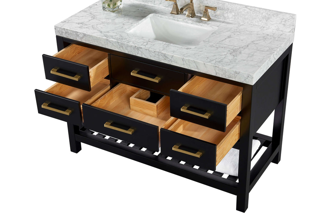 Elizabeth Transitional Handcrafted Vanity with Marble or Quartz Top