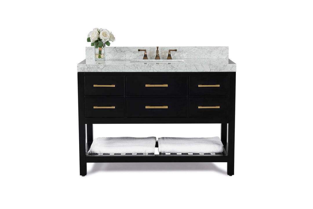 Elizabeth Transitional Handcrafted Vanity with Marble or Quartz Top