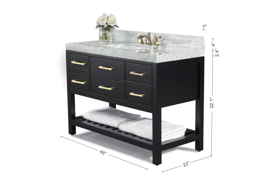 Elizabeth Transitional Handcrafted Vanity with Marble or Quartz Top