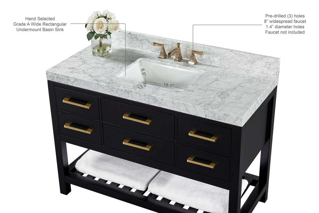Elizabeth Transitional Handcrafted Vanity with Marble or Quartz Top