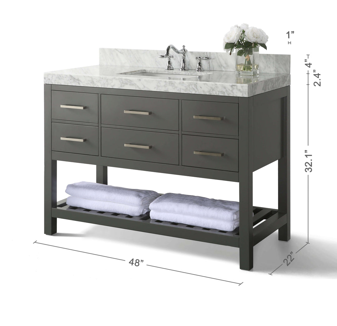Elizabeth Transitional Handcrafted Vanity with Marble or Quartz Top