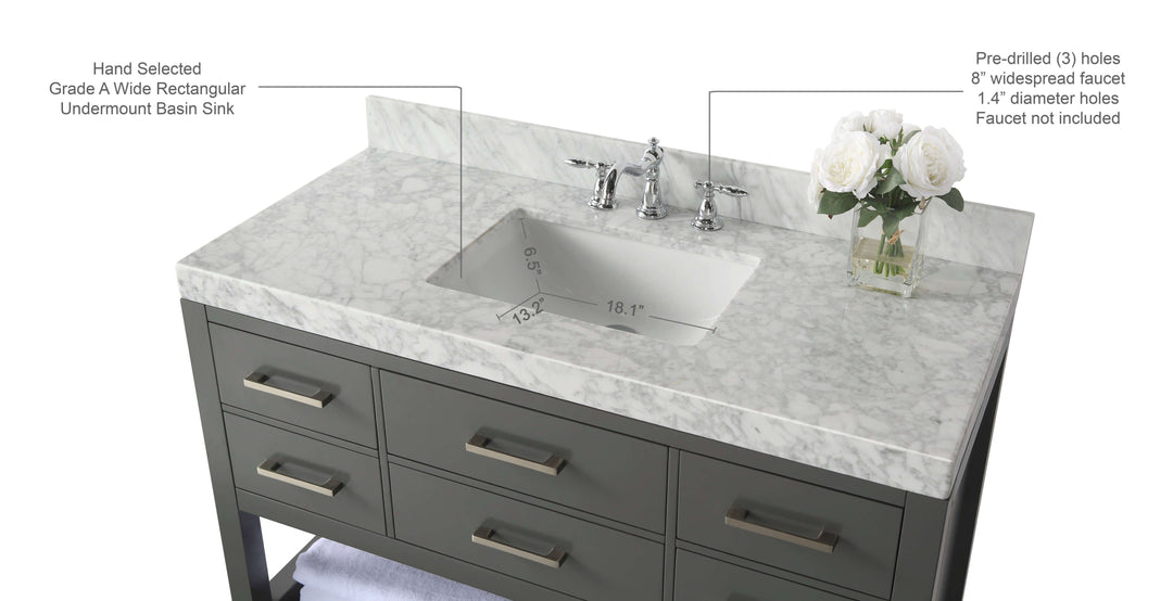 Elizabeth Transitional Handcrafted Vanity with Marble or Quartz Top