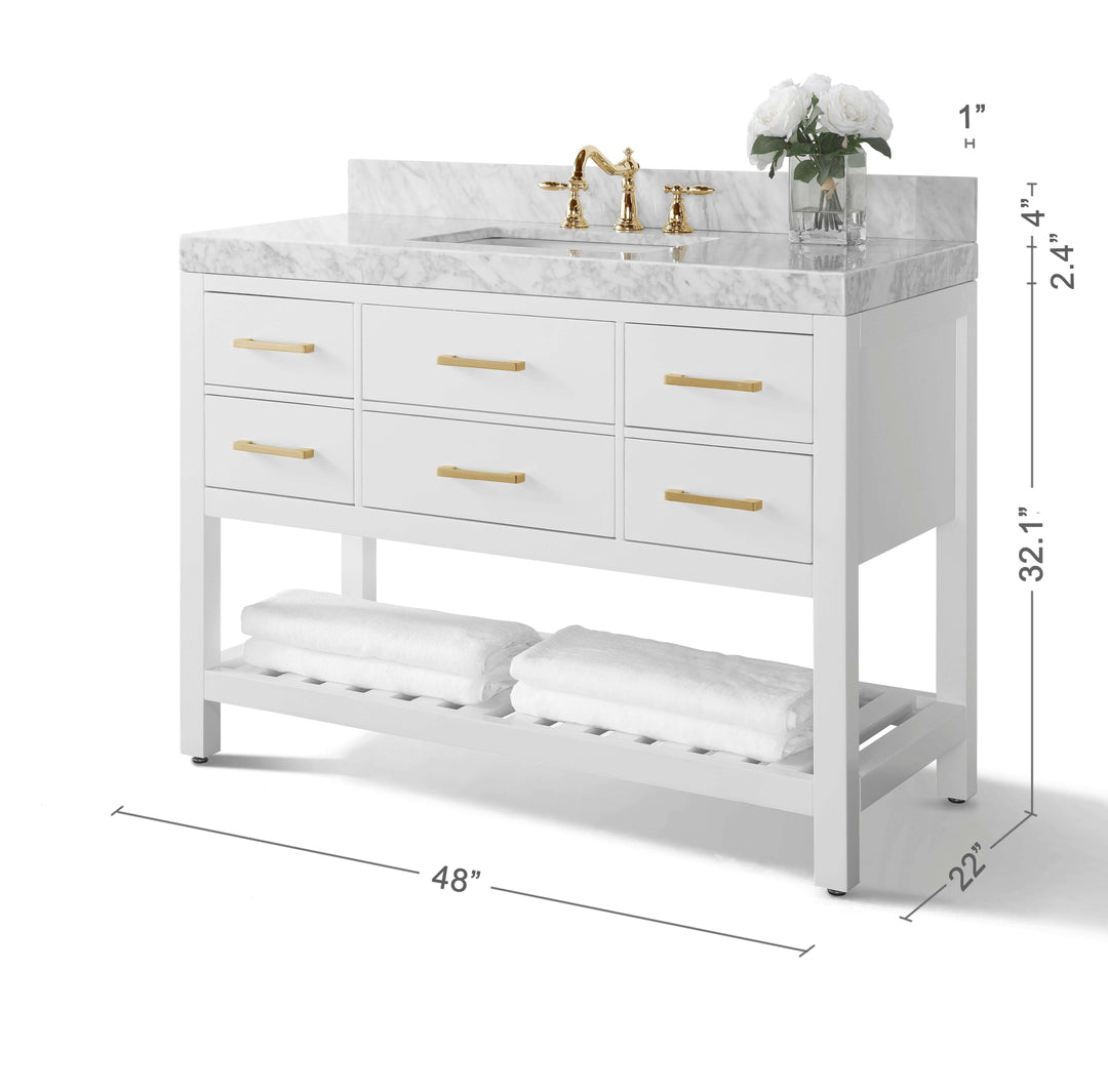 Elizabeth Transitional Handcrafted Vanity with Marble or Quartz Top