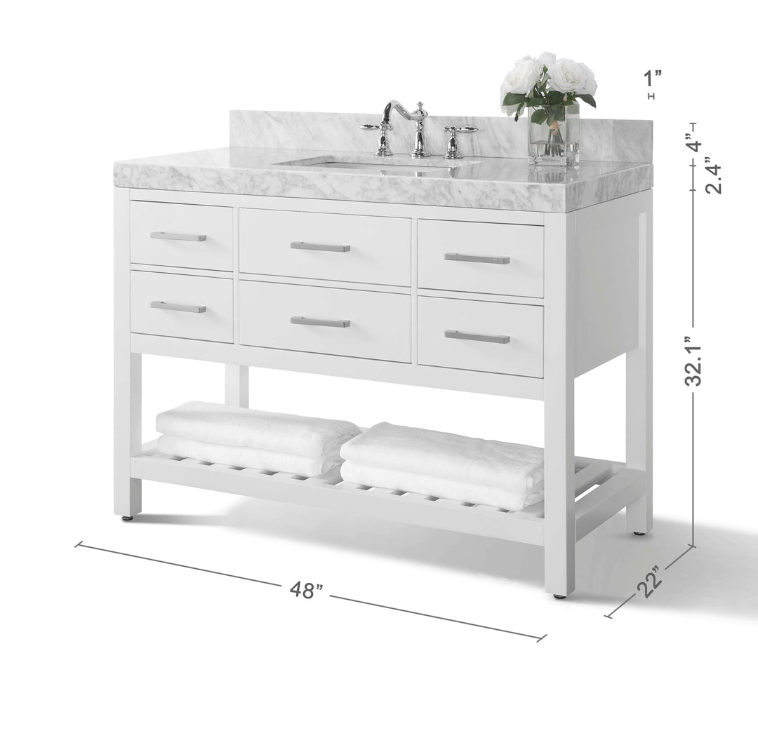 Elizabeth Transitional Handcrafted Vanity with Marble or Quartz Top