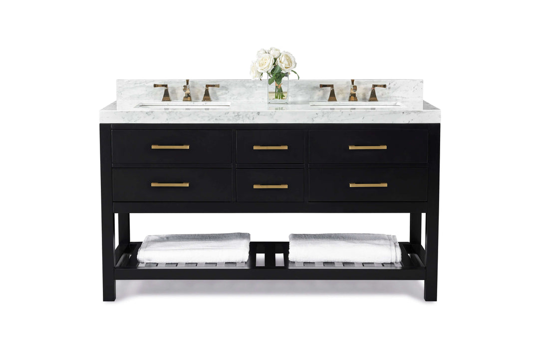 Elizabeth Transitional Handcrafted Vanity with Marble or Quartz Top