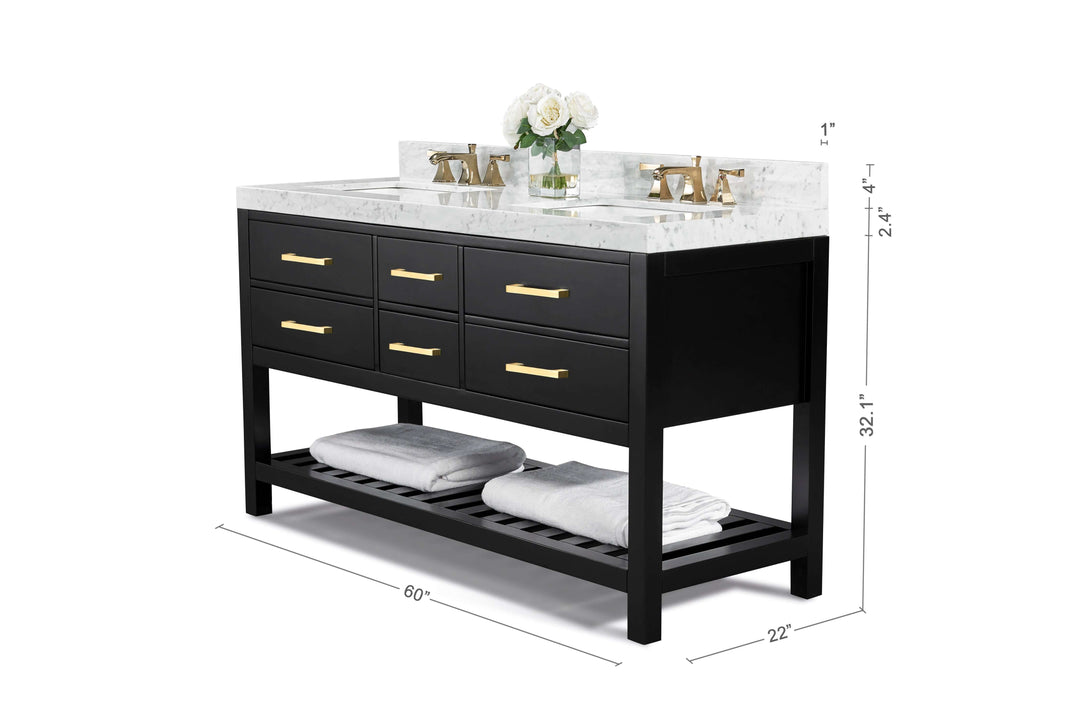 Elizabeth Transitional Handcrafted Vanity with Marble or Quartz Top