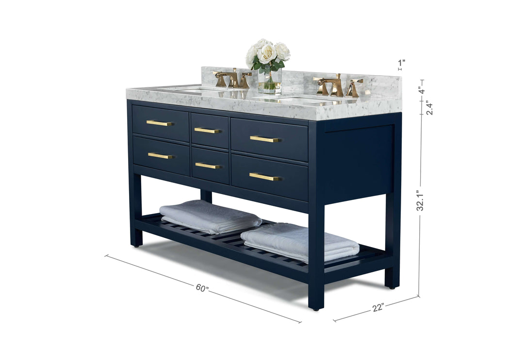 Elizabeth Transitional Handcrafted Vanity with Marble or Quartz Top