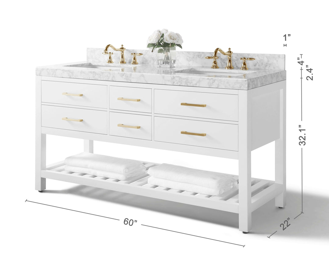Elizabeth Transitional Handcrafted Vanity with Marble or Quartz Top