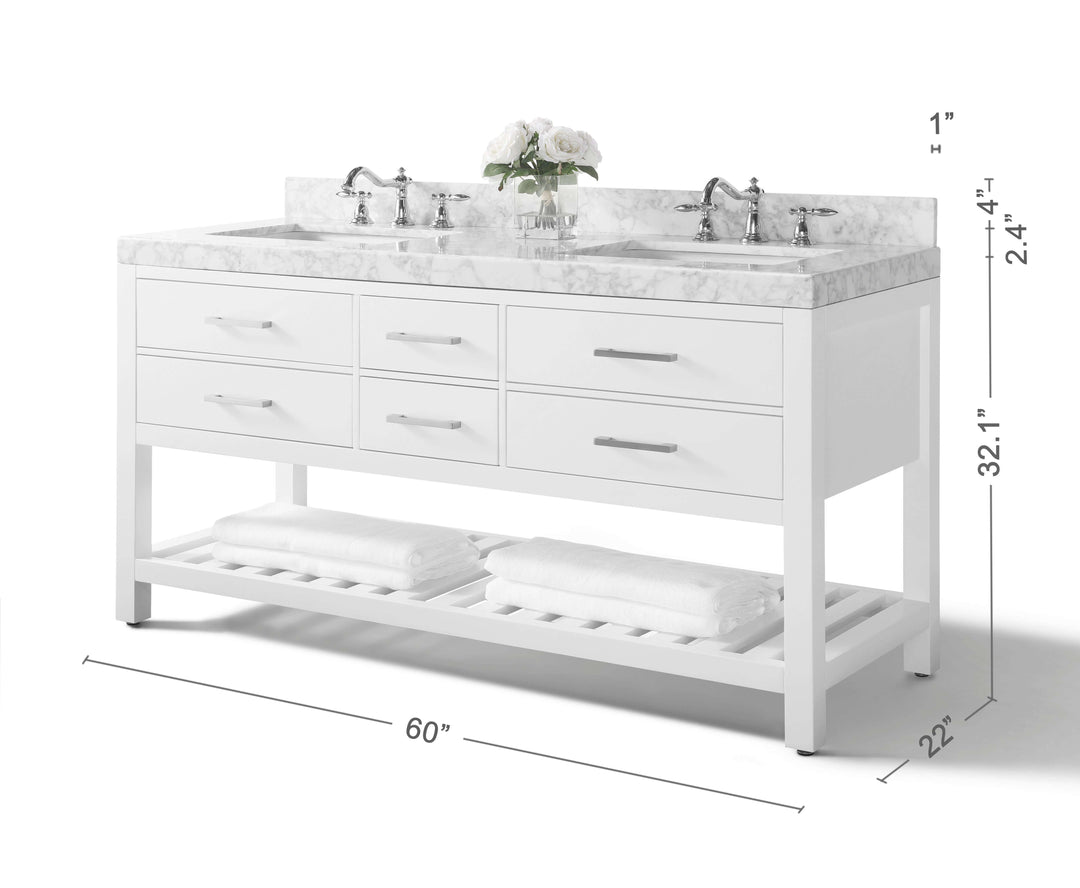 Elizabeth Transitional Handcrafted Vanity with Marble or Quartz Top