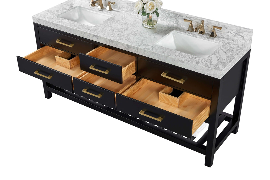 Elizabeth Transitional Handcrafted Vanity with Marble or Quartz Top