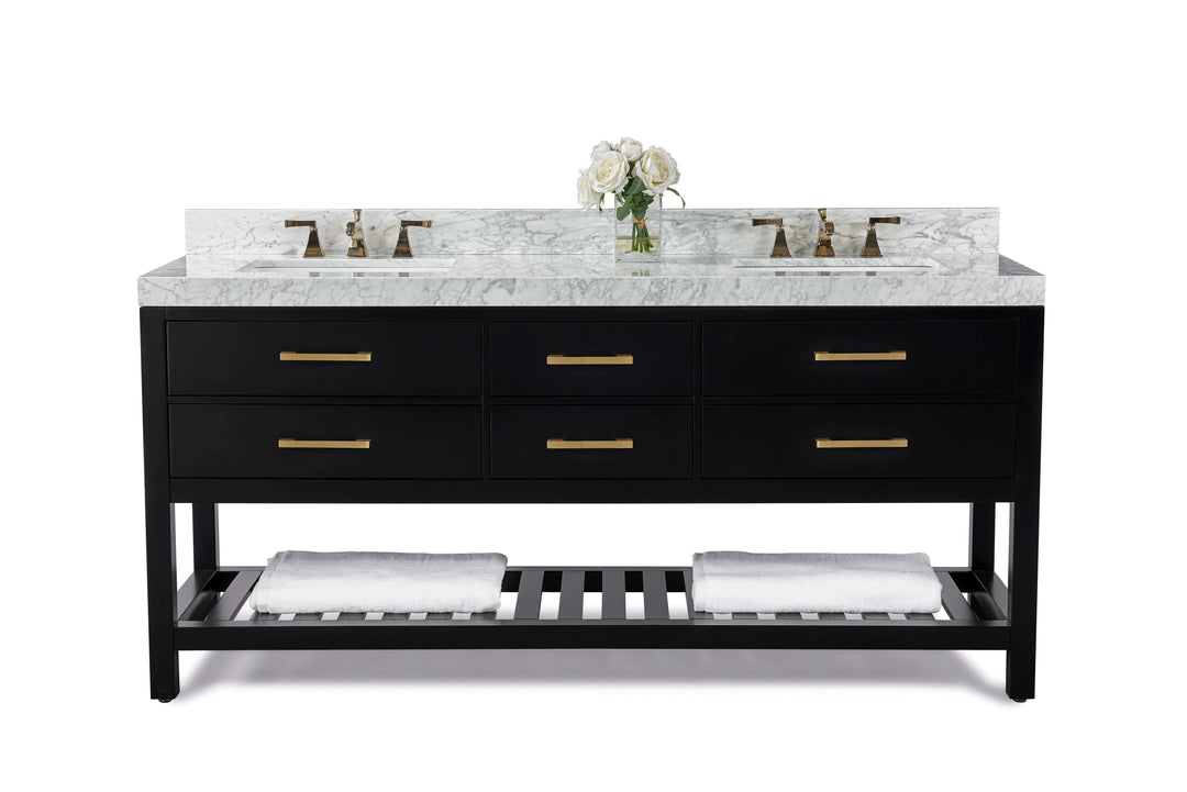 Elizabeth Transitional Handcrafted Vanity with Marble or Quartz Top