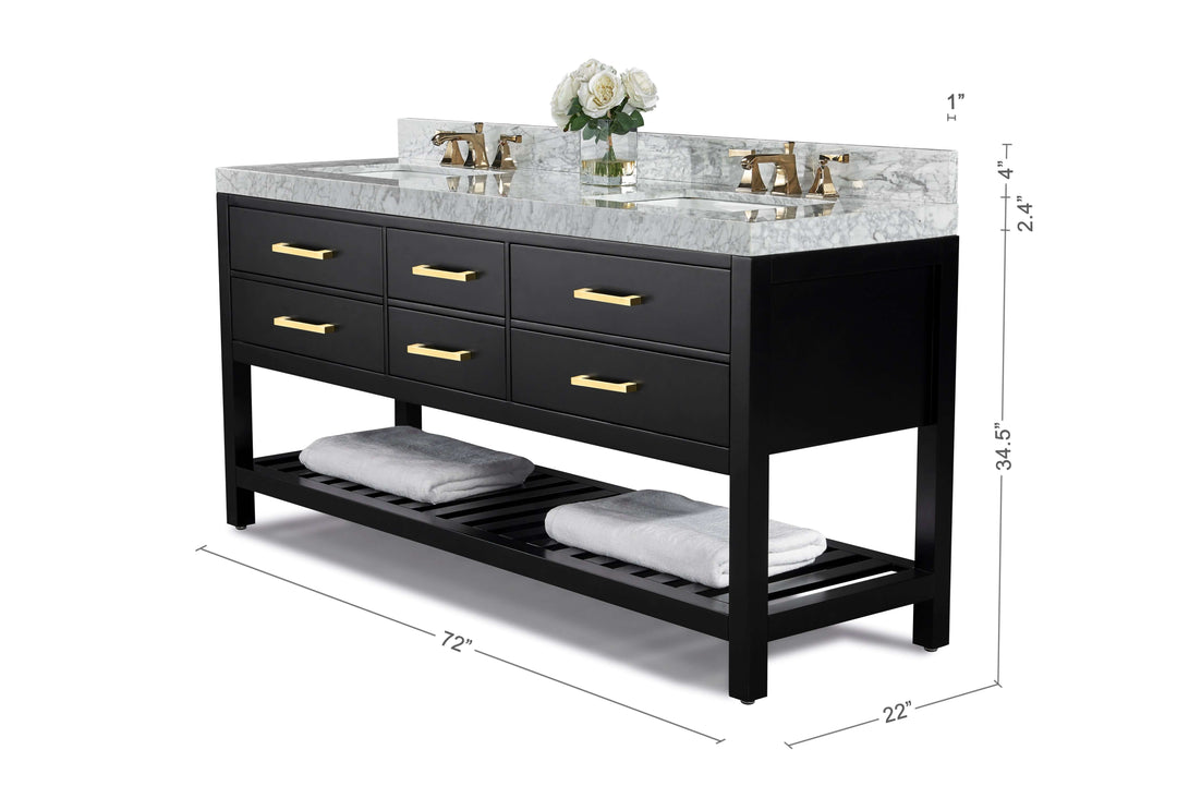 Elizabeth Transitional Handcrafted Vanity with Marble or Quartz Top