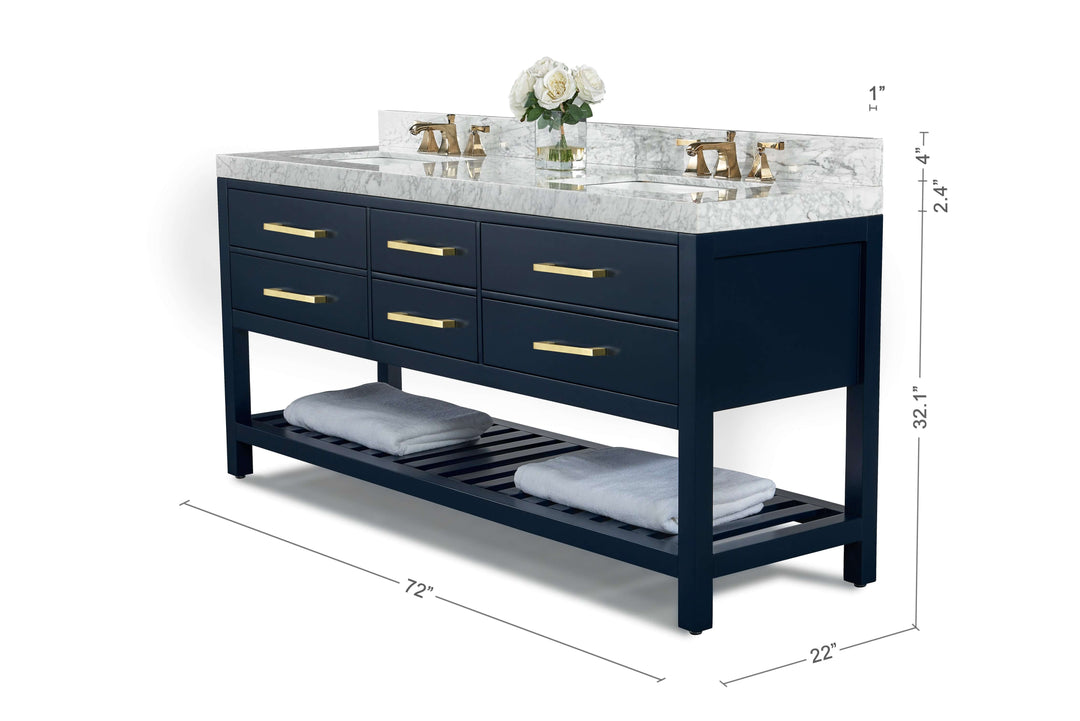 Elizabeth Transitional Handcrafted Vanity with Marble or Quartz Top