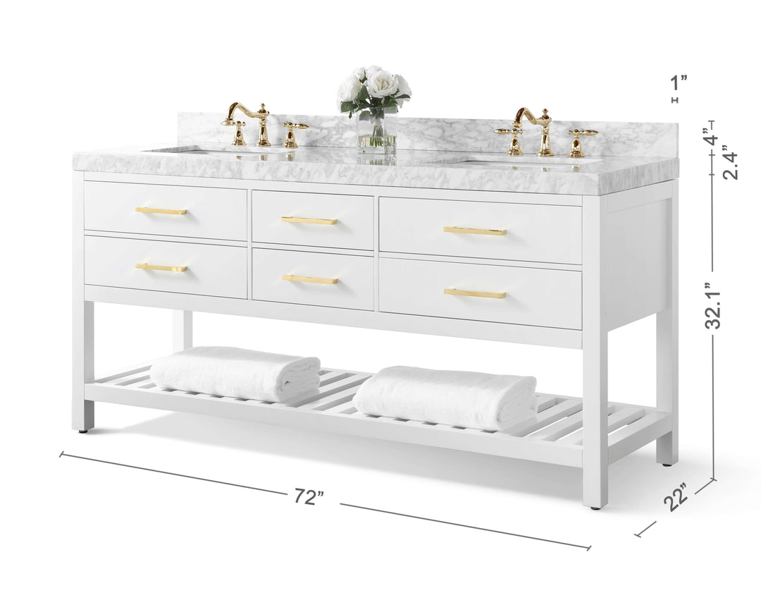 Elizabeth Transitional Handcrafted Vanity with Marble or Quartz Top