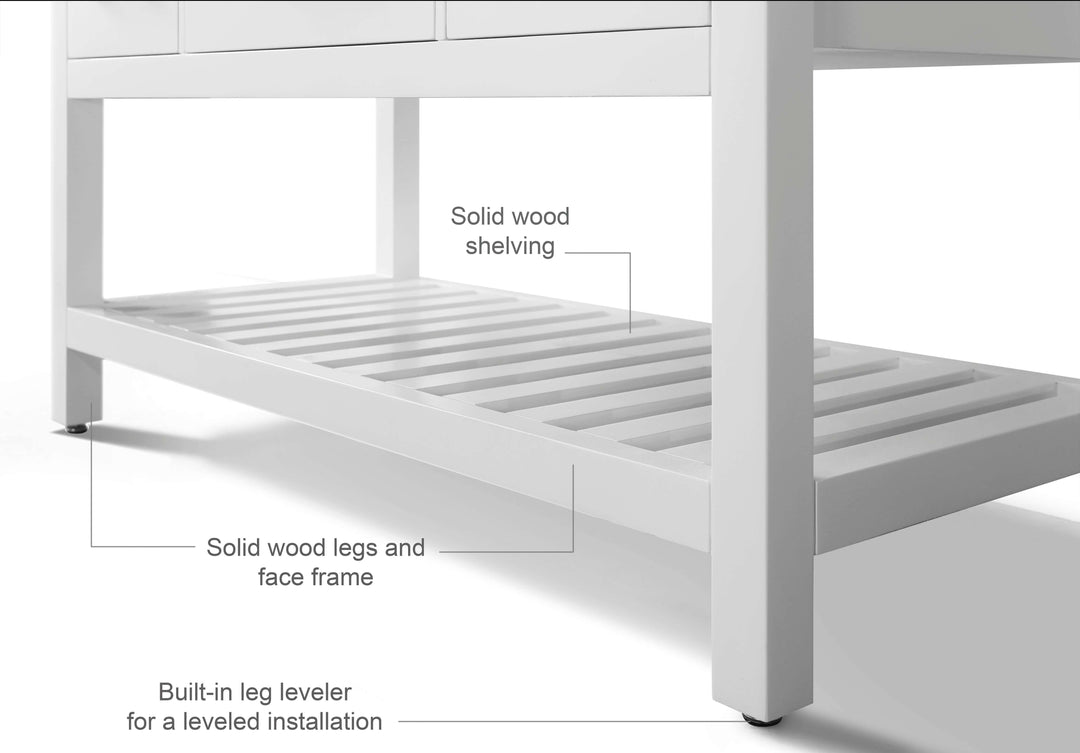 Elizabeth Transitional Handcrafted Vanity with Marble or Quartz Top
