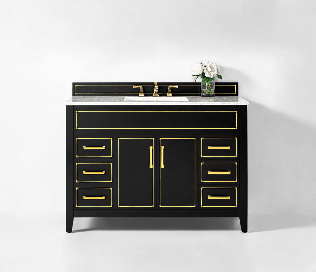 Aspen Handcrafted Birch Vanity with Marble Top & Steel Trims
