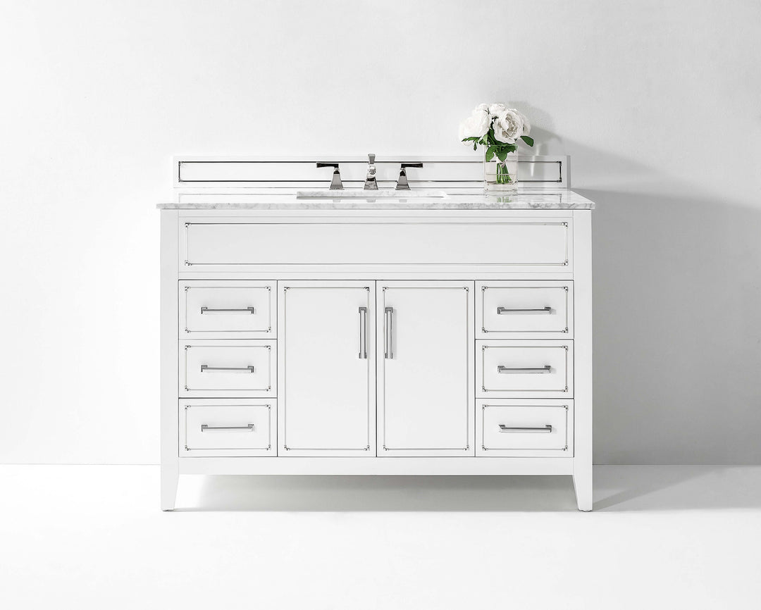 Aspen Handcrafted Birch Vanity with Marble Top & Steel Trims