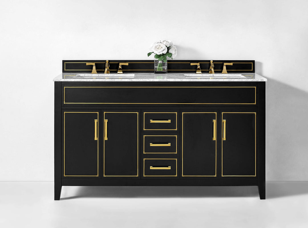 Aspen Handcrafted Birch Vanity with Marble Top & Steel Trims