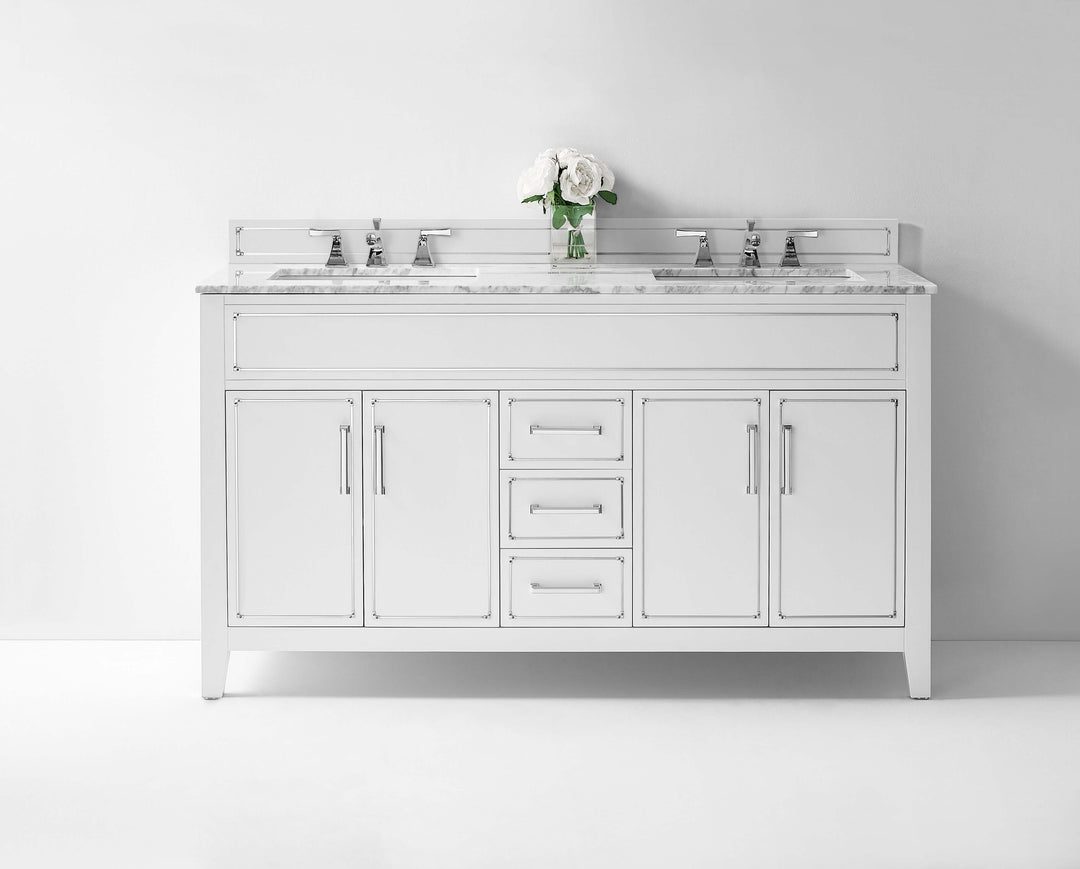 Aspen Handcrafted Birch Vanity with Marble Top & Steel Trims