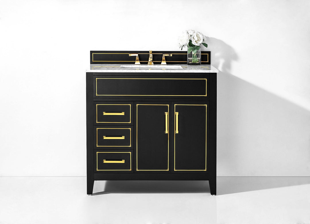 Aspen Handcrafted Birch Vanity with Marble Top & Steel Trims