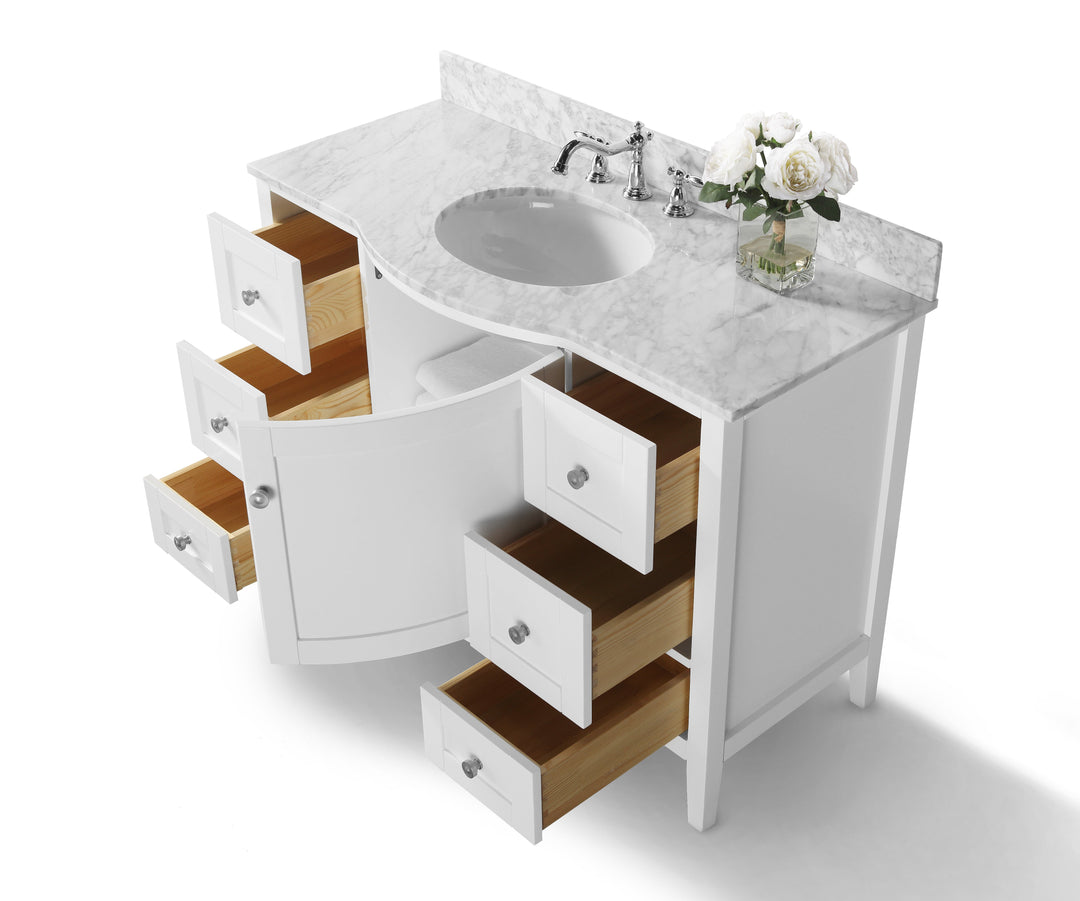 Lauren 42" & 48" Bathroom Vanity Set - Solid Wood & Marble Top