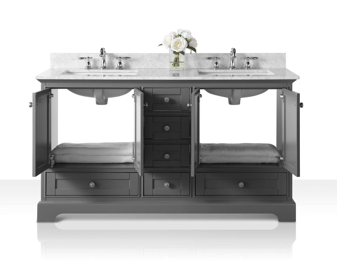 Audrey French Classic Handcrafted Vanity with Marble or Quartz Top