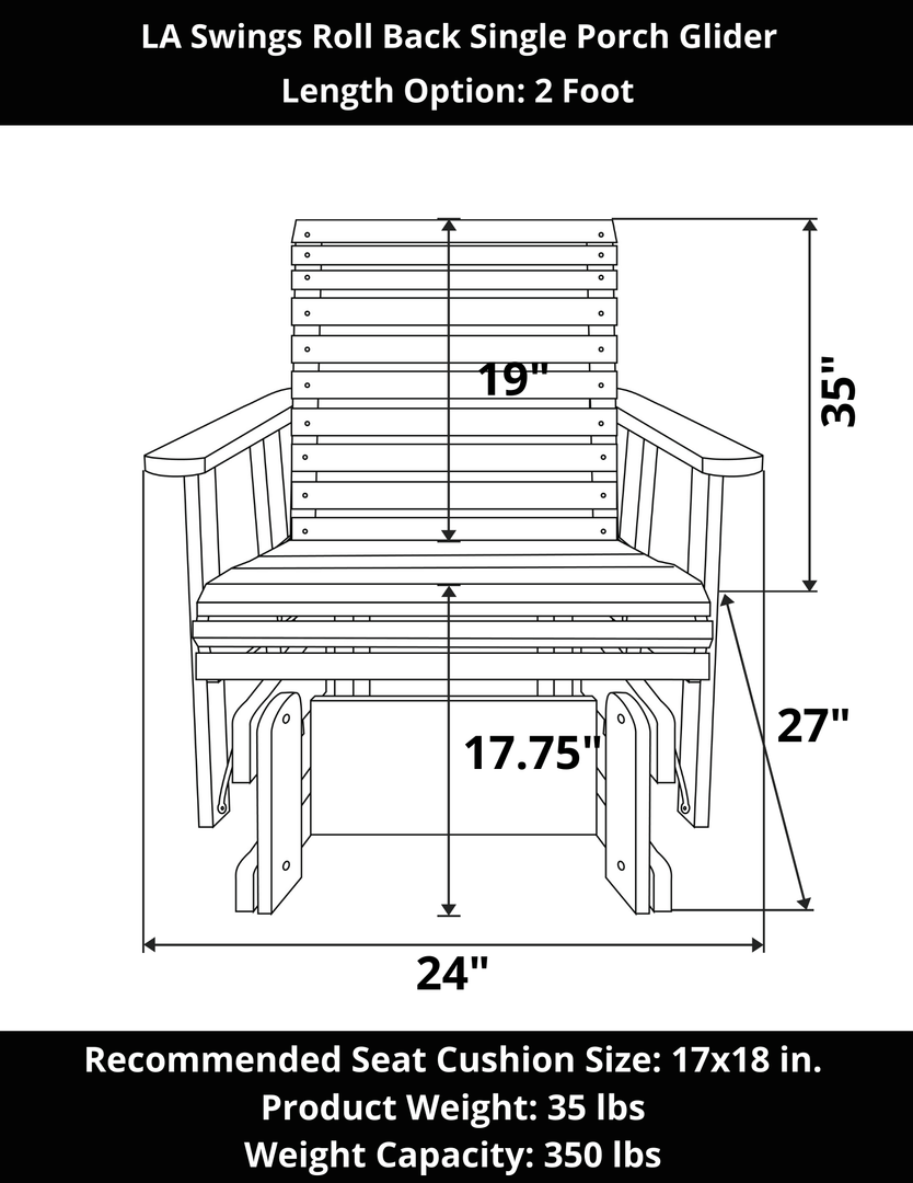 Roll Back Outdoor Glider Chair – Cypress Wood by LA Swings