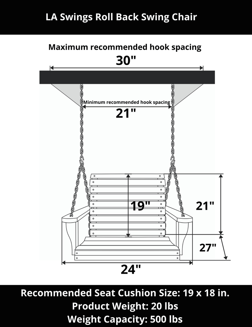 Roll Back Swing Chair – Cypress Wood by LA Swings