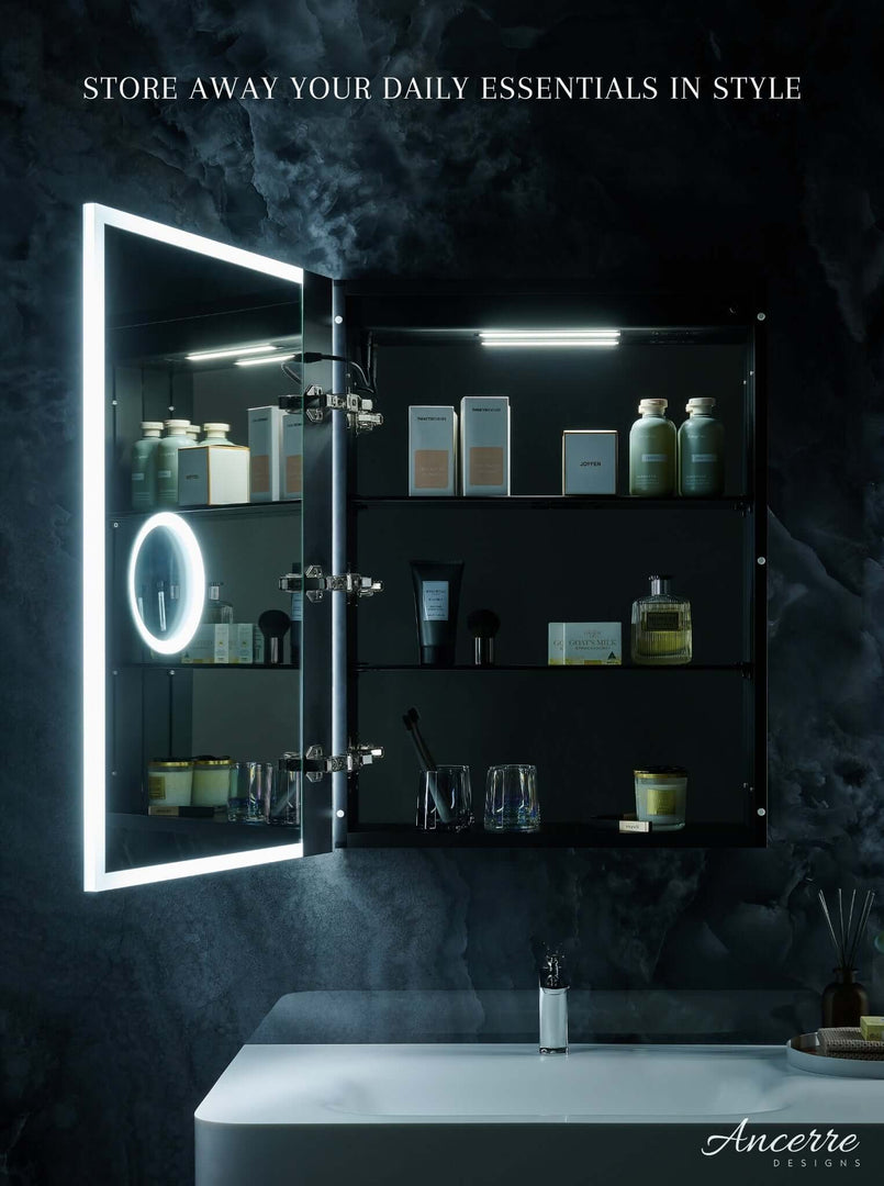 Pagani LED Mirror Cabinet with Defogger, Dimmer & USB - 24-48"