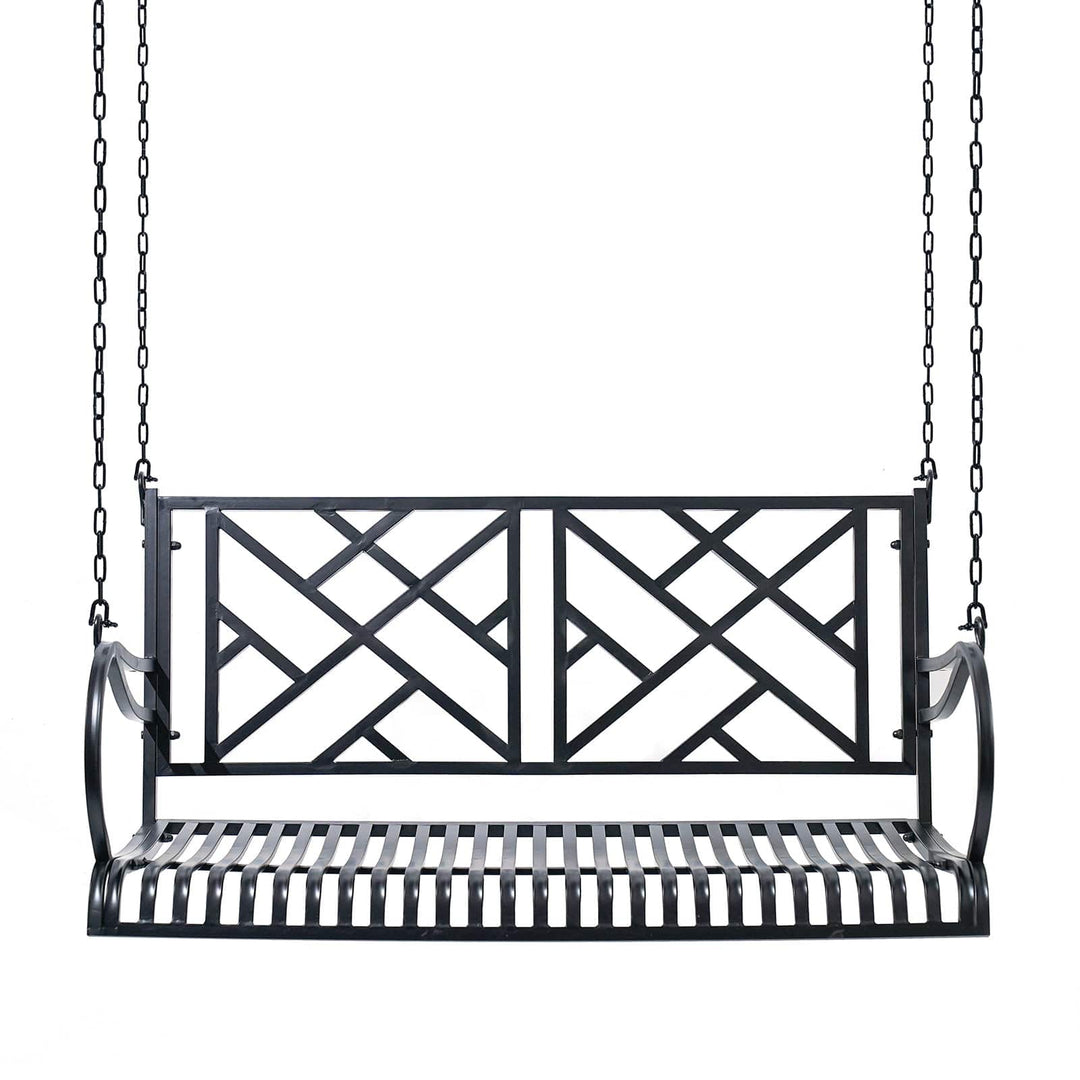 Logan Metal Porch Swing – Black Wrought Iron by Live Casual