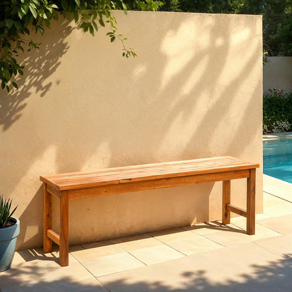 Slab Labs Midland Acacia Patio Bench | Outdoor Acacia Wood Garden Seating