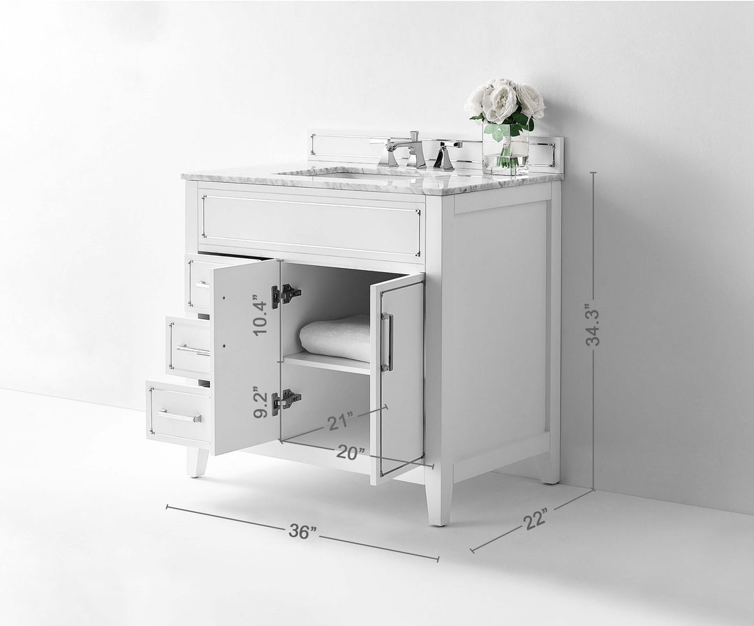 Aspen Handcrafted Birch Vanity with Marble Top & Steel Trims