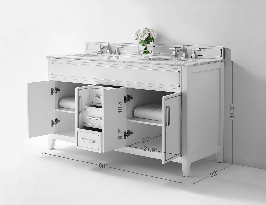 Aspen Handcrafted Birch Vanity with Marble Top & Steel Trims