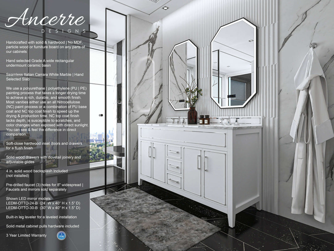 Aspen Handcrafted Birch Vanity with Marble Top & Steel Trims