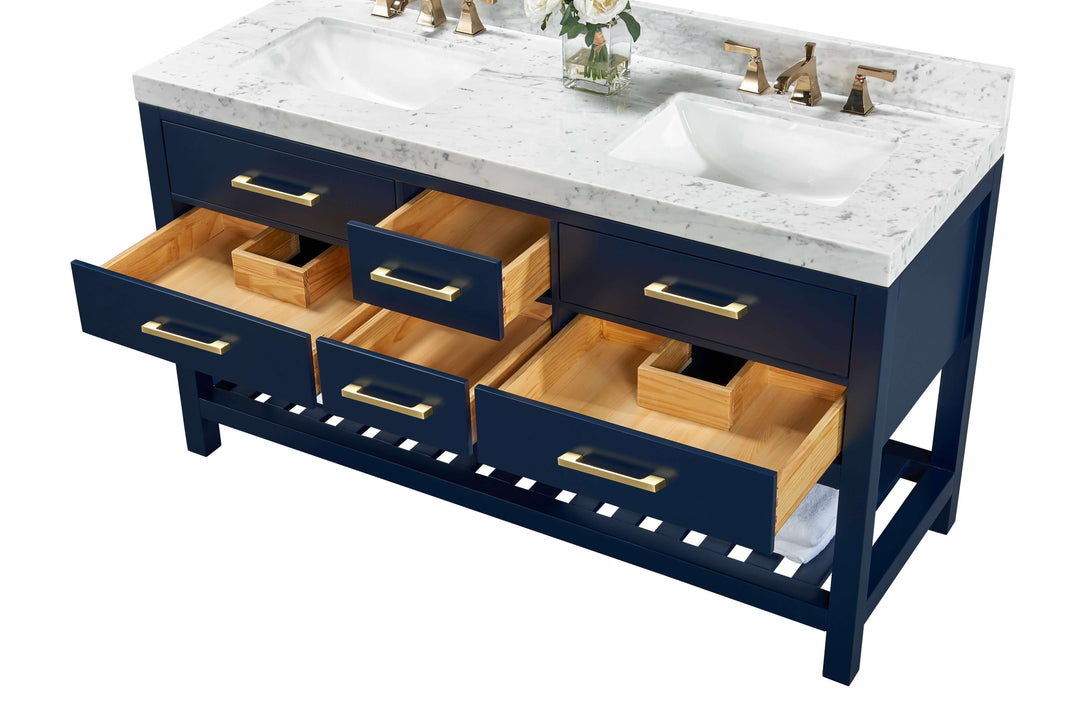 Elizabeth Transitional Handcrafted Vanity with Marble or Quartz Top