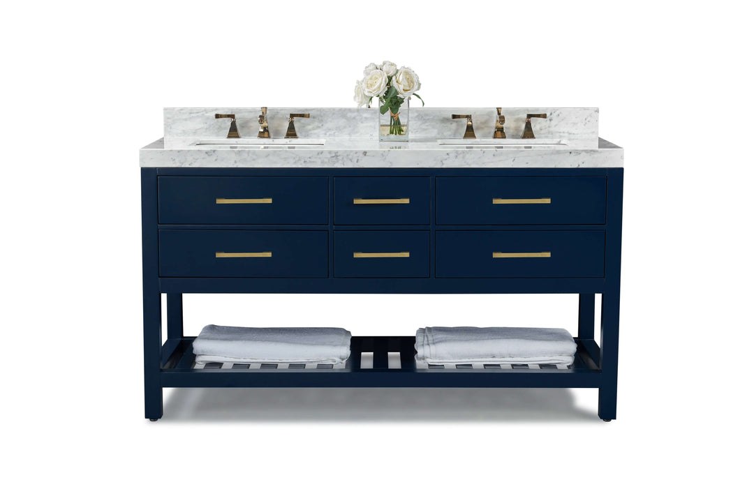 Elizabeth Transitional Handcrafted Vanity with Marble or Quartz Top