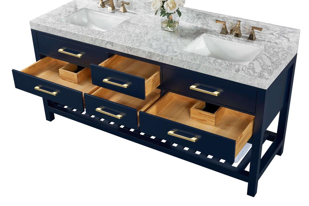 Elizabeth Transitional Handcrafted Vanity with Marble or Quartz Top