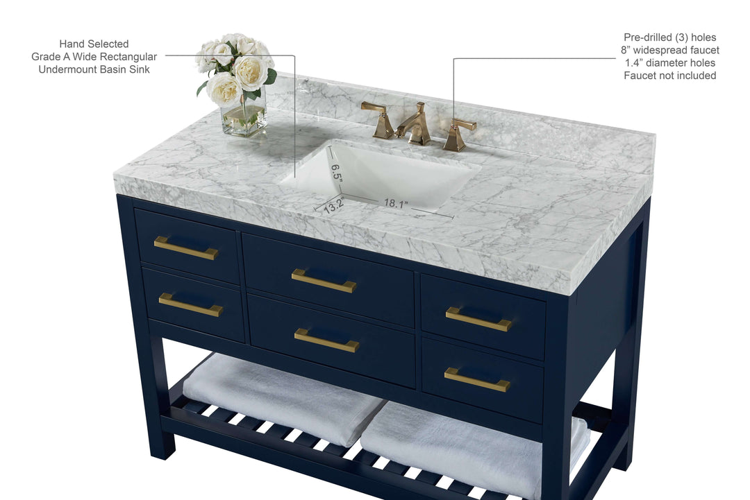 Elizabeth Transitional Handcrafted Vanity with Marble or Quartz Top