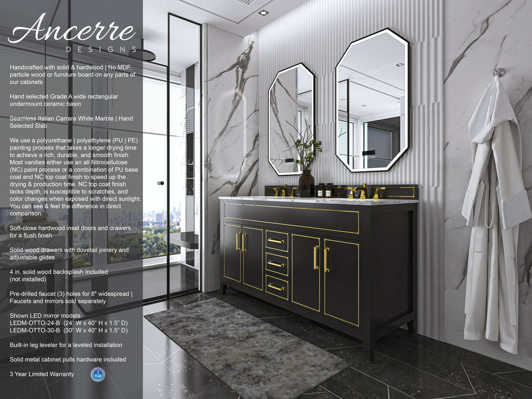 Aspen Handcrafted Birch Vanity with Marble Top & Steel Trims