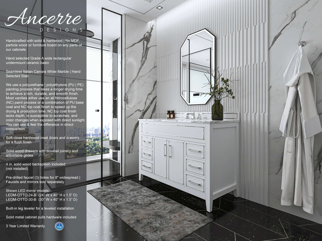 Aspen Handcrafted Birch Vanity with Marble Top & Steel Trims