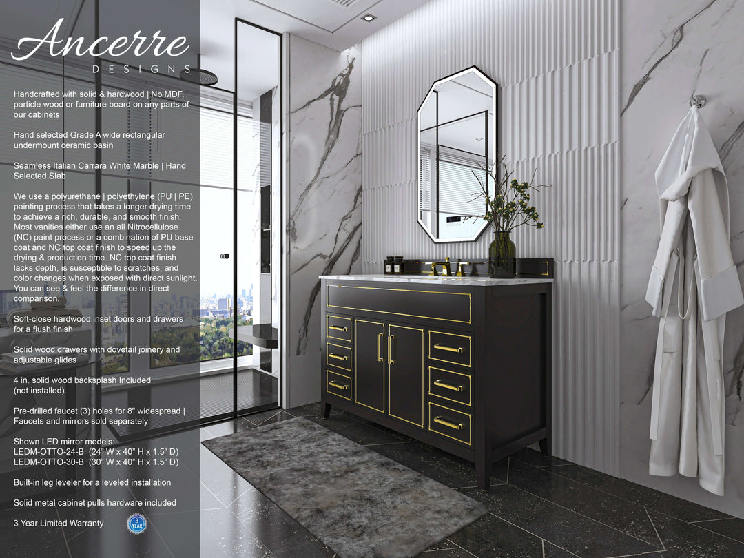 Aspen Handcrafted Birch Vanity with Marble Top & Steel Trims