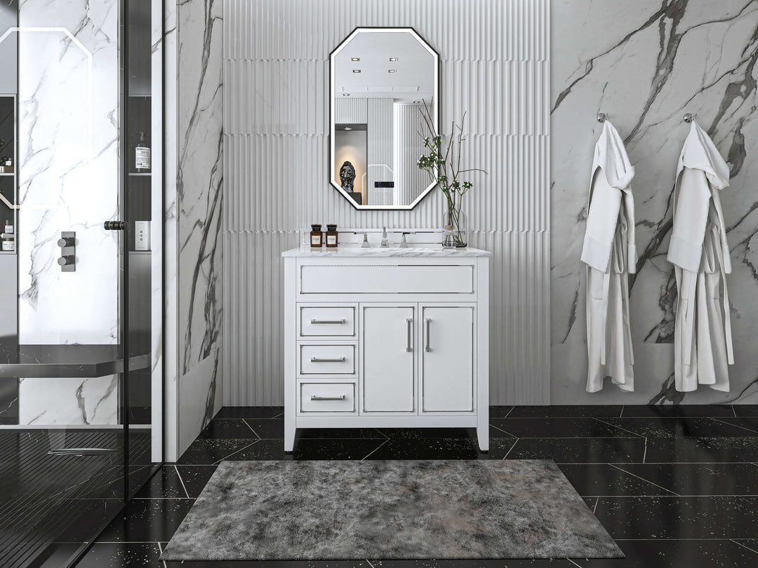 Aspen Handcrafted Birch Vanity with Marble Top & Steel Trims